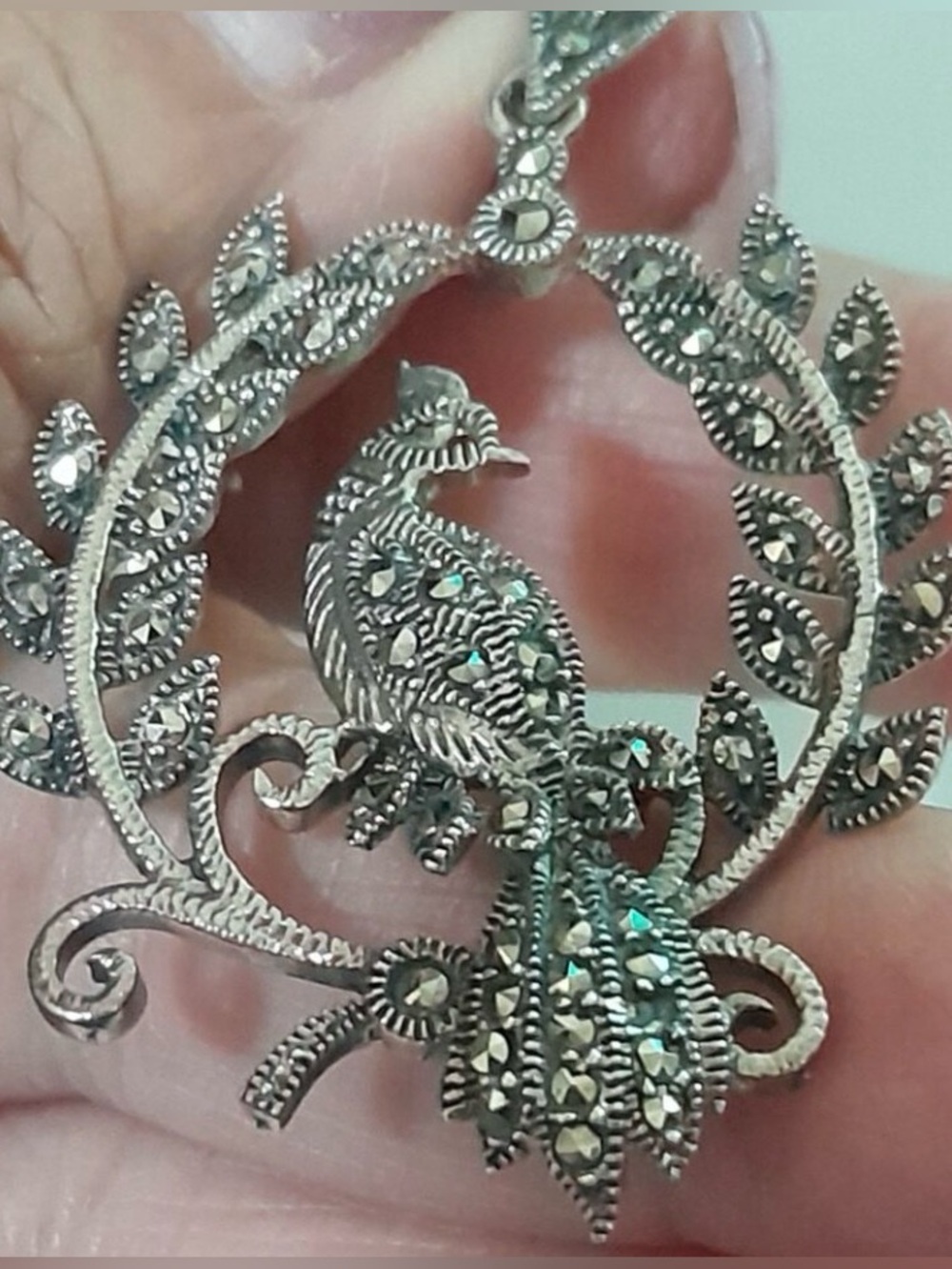 Marcasite Peacock Pendant